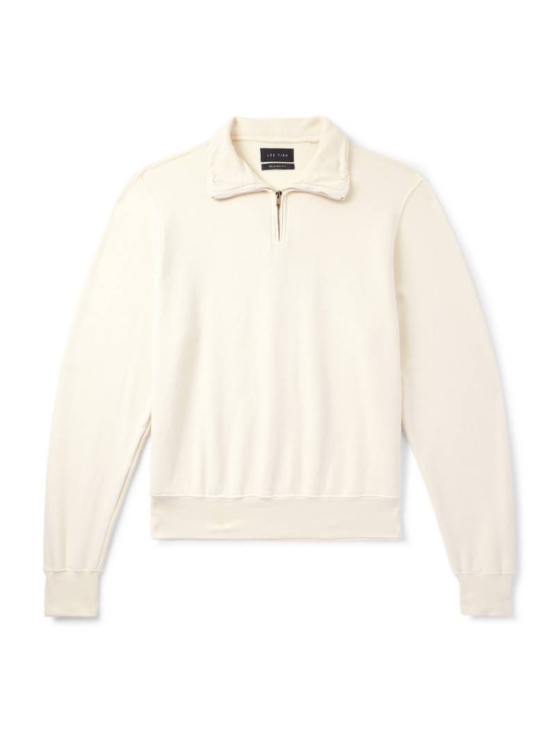 Les Tien - Yacht Garment-Dyed Cotton-Jersey Half-Zip Sweatshirt - Men - Neutrals - XXL von Les Tien