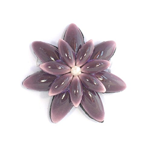 Brosche Blume Edelweiß violett aus Porzellan und Glasperlen - Modeschmuck Brosche Blume Edelweiß violett aus Porzellan und Glasperlen - Modeschmuck von Les bijoux de porcelaine