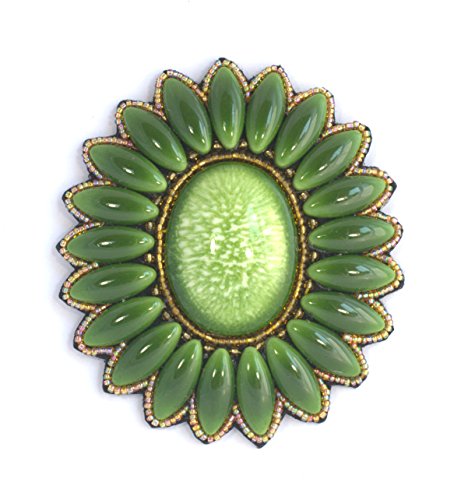 Les bijoux de porcelaine Brosche Blume oval groß grün Porzellan Glasperlen Modeschmuck Les bijoux de porcelaine Brosche Blume oval groß grün Porzellan Glasperlen Modeschmuck von Les bijoux de porcelaine