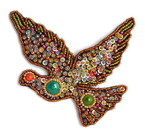 Brosche kleine Taube schwarz aus Porzellan und Glasperlen – Modeschmuck Brosche kleine Taube schwarz aus Porzellan und Glasperlen – Modeschmuck von Les bijoux de porcelaine