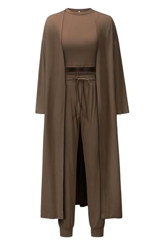 Les umes 3-teiliges Trainingsanzug-Set für Damen Cardigan vorne offen Tanktops Palazzo-Hose Lounge-Set Sattelbraun XXL Les umes 3-teiliges Trainingsanzug-Set für Damen Cardigan vorne offen Tanktops Palazzo-Hose Lounge-Set Sattelbraun XXL von Les umes