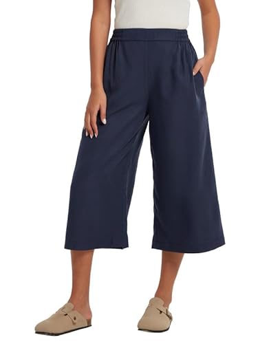 Les umes Damen Palazzo Hose Weite Hose Sommer Hohe Taille Culotte Hose Locker Sommerhose mit Tasche Freizeithose Damen elegant Dunkelblau M von Les umes