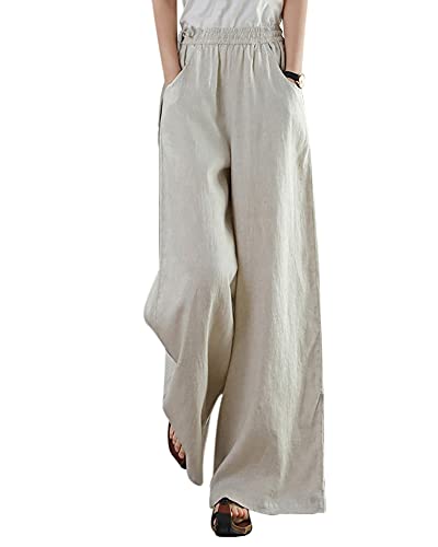 Les umes Damenhosen mit weitem Bein, Sommerhosen für Damen, Bequeme Yogahosen aus Baumwolle und Leinen, Pilateshosen Originalleinen S von Les umes