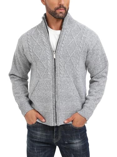 Les umes Jacke Herren Strickjacke Stehkragen Herbst Winter Fleecejacke mit Reissverschluss Regular Fit Strick Cardigan Hellgrau L Les umes Jacke Herren Strickjacke Stehkragen Herbst Winter Fleecejacke mit Reissverschluss Regular Fit Strick Cardigan Hellgrau L von Les umes