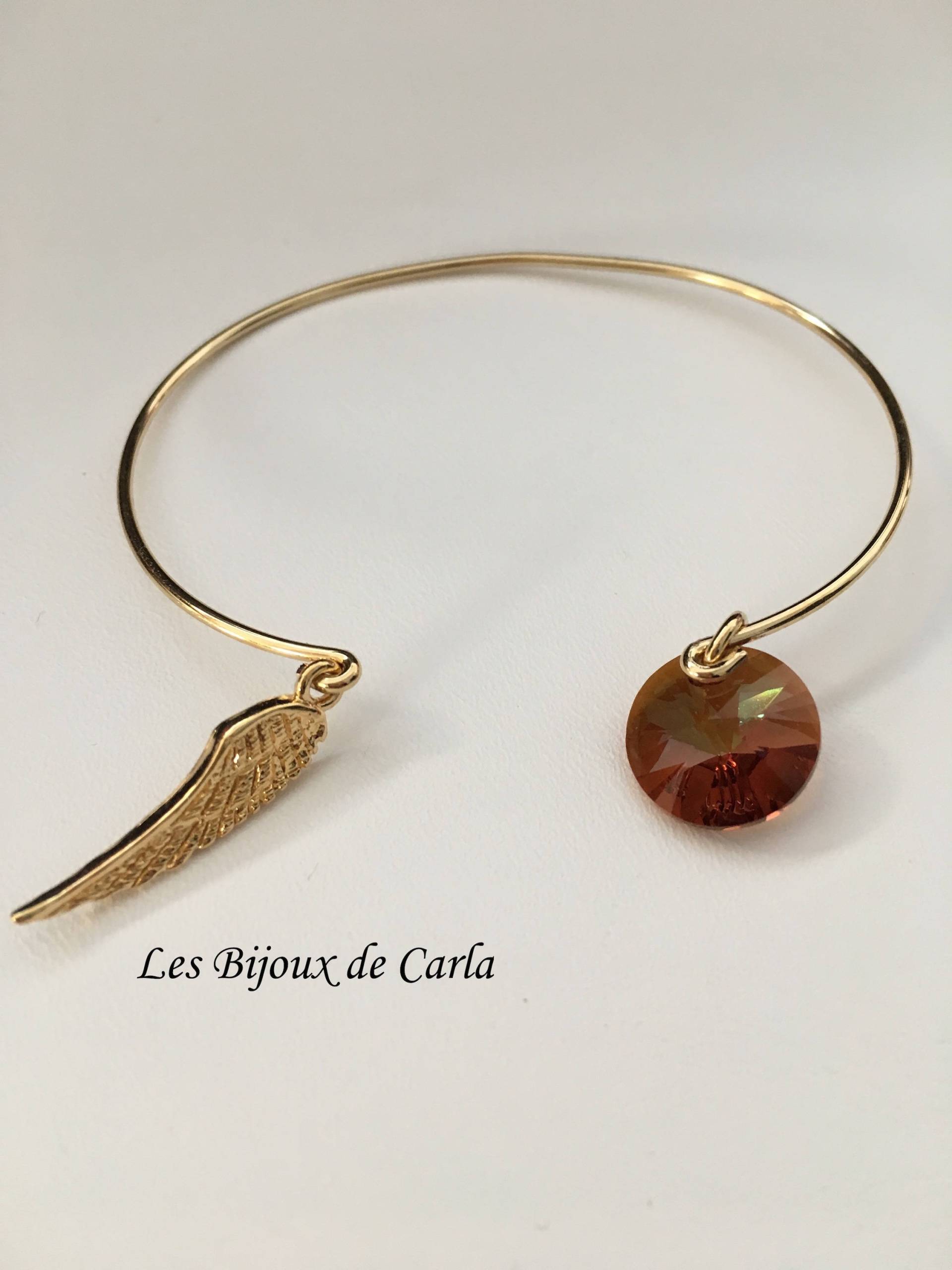 Ringarmband Mit Vergoldetem Flügel Und Kristallanhänger von LesBijouxdeCarla