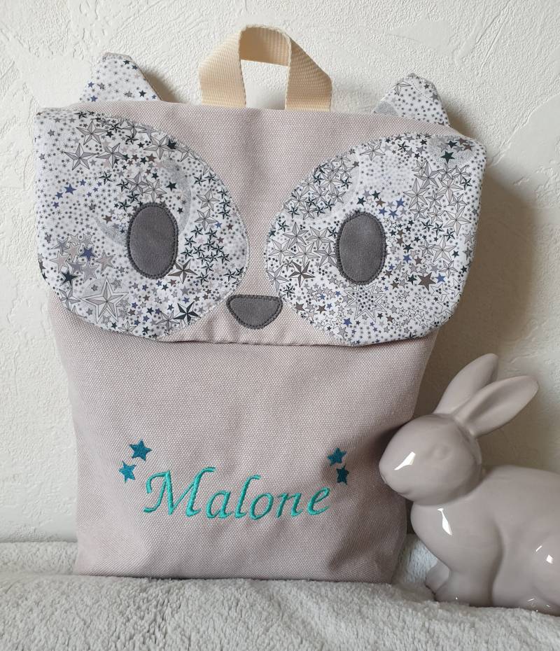 Rucksack Kind Waschbär Liberty Adelajda - Anpassbar Mit Dem Vornamen Ihres Kleinen Stücks von LesCreasdeSo