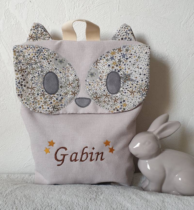 Rucksack Kind Waschbär Liberty Adelajda - Anpassbar Mit Dem Vornamen Ihres Kleinen Stücks von LesCreasdeSo