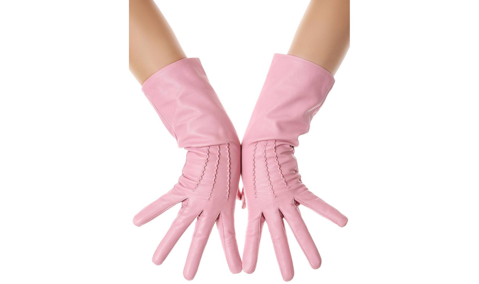 Zuckerrosa Mittellange Lederhandschuhe Zuckerrosa Mittellange Lederhandschuhe von LesDebutantes