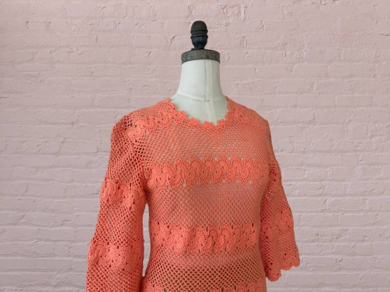 1960Er Jahre Häkelstrickkleid | 60Er Boho Hippie von LesFemmesVintageNYC