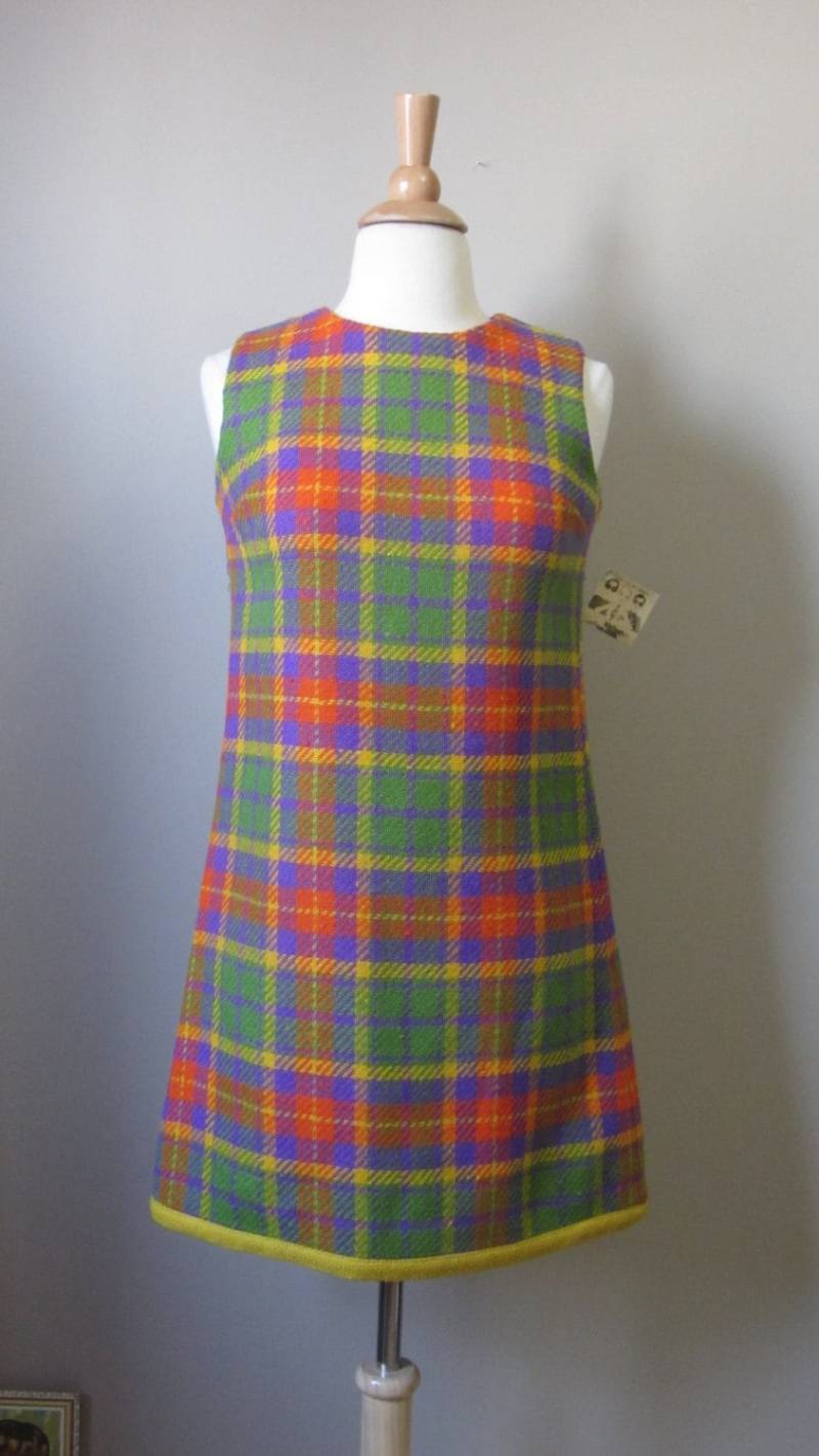 1960Er Jahre Joseph Magnin Kariertes Minikleid | 60Er Retro Mod von LesFemmesVintageNYC