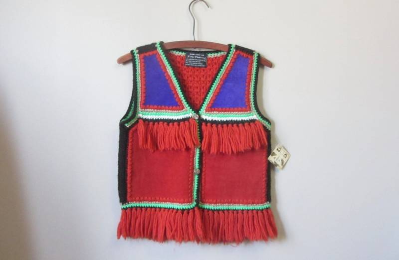 1970Er Wildleder & Fransen Strickweste | 70Er Boho Hippie von LesFemmesVintageNYC