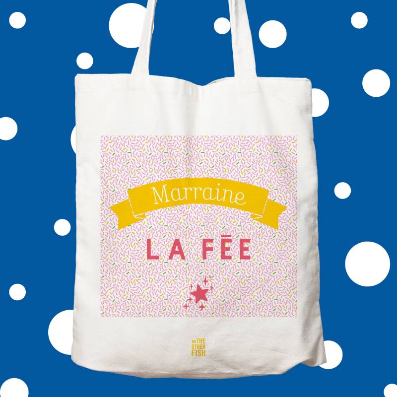 Tasche „Gute Fee", Personalisierbare Tragetasche, Einkaufstasche, Stofftasche, Babyparty, Patentante, Zur Geburt, Geschenk von LesImprimeuses
