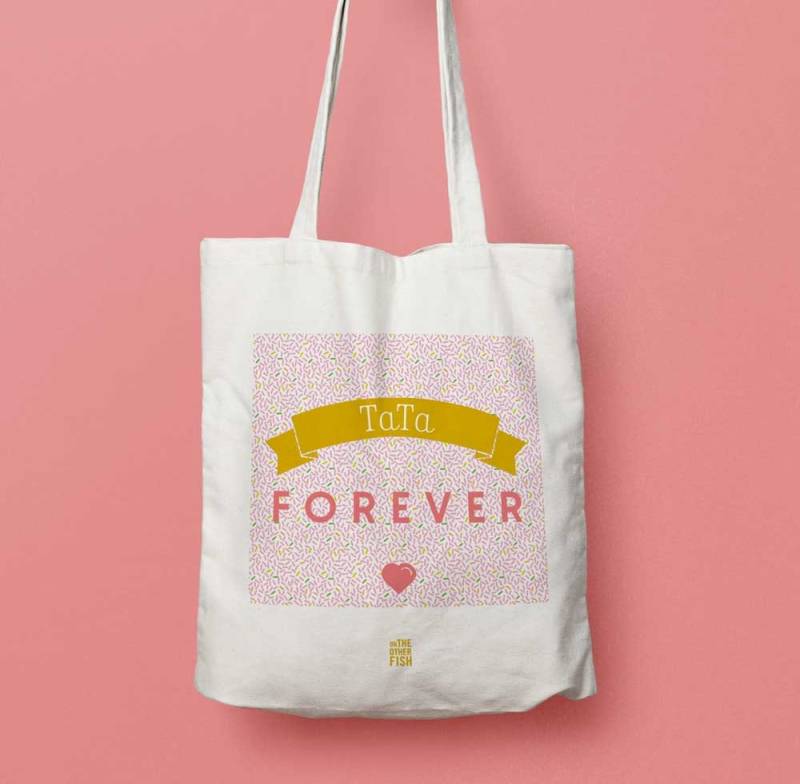 Tasche "Tata Für Immer", Einkaufstasche Zu Anpassen, Taschen, Stofftasche, Einkaufstasche, Baumwolle, Tante, Die Geburt, Geschenk von LesImprimeuses
