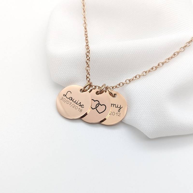 Personalisierte Stahlkette Mit Medaillen Zum Gravieren, Einzigartiges Weihnachtsgeschenk, Halskette Vornamen Für Frauen, Die Patentante, Geschenk Personalisierte Stahlkette Mit Medaillen Zum Gravieren, Einzigartiges Weihnachtsgeschenk, Halskette Vornamen Für Frauen, Die Patentante, Geschenk von LesPetitsMotsShop