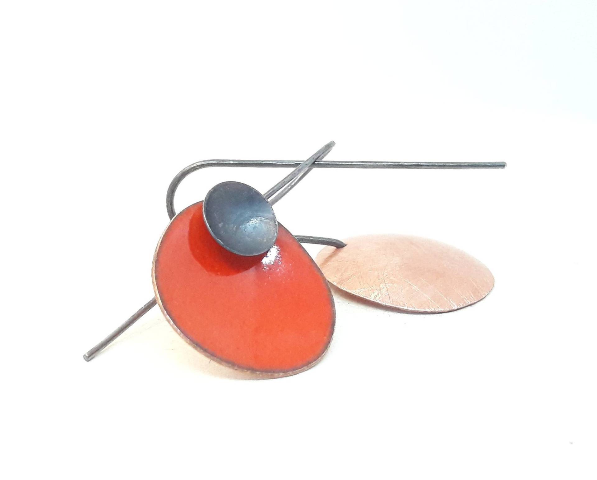 Orange Ohrringe, Oval Moderner Schmuck, Handgemachter Boho Emaille Oxidiertes Silber Orange Ohrringe, Oval Moderner Schmuck, Handgemachter Boho Emaille Oxidiertes Silber von LesThings