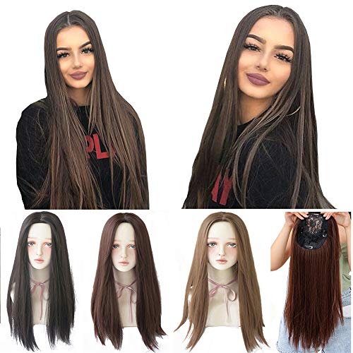 65 cm gerader Clip in Topper, einteilig, nahtlos, Mittelscheitel, Vollkopf-Perücke für Damen mit dünner werdendem Haar, Dunkelbraun 65 cm gerader Clip in Topper, einteilig, nahtlos, Mittelscheitel, Vollkopf-Perücke für Damen mit dünner werdendem Haar, Dunkelbraun von LesafeV