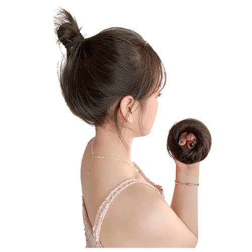 Elastische Hochsteckfrisur-Haargummis, Zubehör für Damen und Mädchen, synthetische Pferdeschwanz-Haarverlängerung, Chignons (glatt, dunkelschwarz) von LesafeV