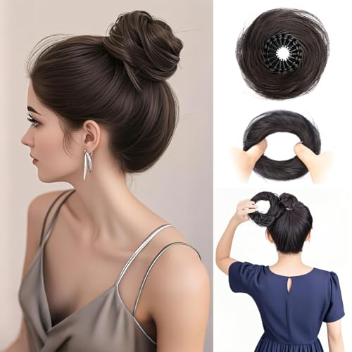 Unordentliche Dutt-Haarverlängerung, Haargummis, Echthaar, Donut-Haarteile mit schrumpfbarem Clip, Chignon-Pferdeschwanz-Verlängerung für Damen, Hellbraun Unordentliche Dutt-Haarverlängerung, Haargummis, Echthaar, Donut-Haarteile mit schrumpfbarem Clip, Chignon-Pferdeschwanz-Verlängerung für Damen, Hellbraun von LesafeV