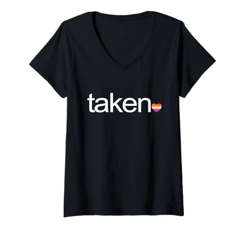 Damen I'm Taken Lesbian Pride LGBT-Q Flagge Herz Romantische Männer Frauen T-Shirt mit V-Ausschnitt Damen I'm Taken Lesbian Pride LGBT-Q Flagge Herz Romantische Männer Frauen T-Shirt mit V-Ausschnitt von Lesbian Taken Shirts LGBT-Q Pride Men Women