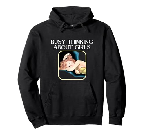 WLW WLW Retro Vintage Busy Thinking About Girls Pullover Hoodie WLW WLW Retro Vintage Busy Thinking About Girls Pullover Hoodie von Lesbian & WLW Gifts