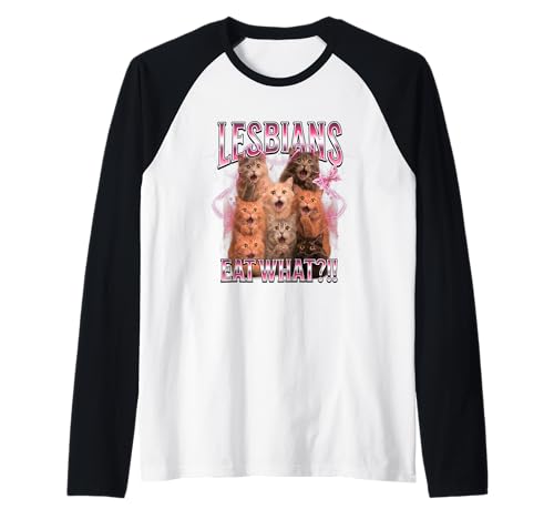 Lesben Essen was lustige Katze Gay Pride LGBTQ Wortspiel Männer Frauen Raglan Lesben Essen was lustige Katze Gay Pride LGBTQ Wortspiel Männer Frauen Raglan von Lesbians Funny Pussy Cat Bootleg Meme LGBTQ