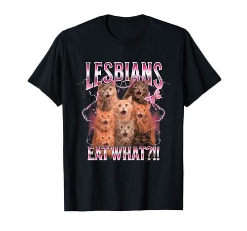 Lesben Essen was lustige Katze Gay Pride LGBTQ Wortspiel Männer Frauen T-Shirt Lesben Essen was lustige Katze Gay Pride LGBTQ Wortspiel Männer Frauen T-Shirt von Lesbians Funny Pussy Cat Bootleg Meme LGBTQ