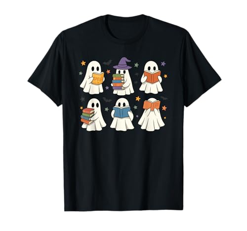 Geister Lesen Bücher Halloween Lustig Niedlich Teens Kinder T-Shirt von Lesen Halloween Gespenster Enthusiasten Bücher
