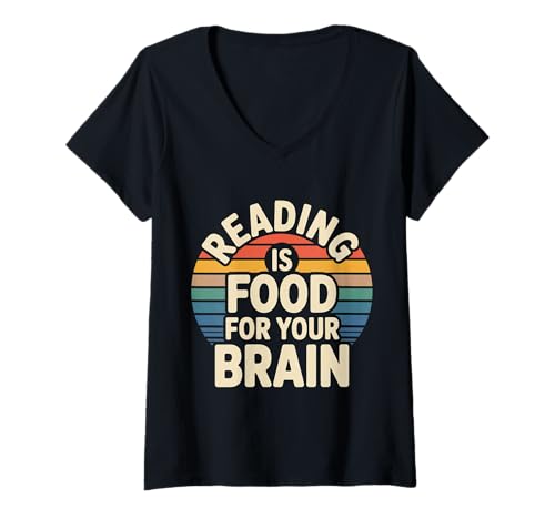 Damen Reading is Food for Your Brain Reader Hobby Librarian |- T-Shirt mit V-Ausschnitt Damen Reading is Food for Your Brain Reader Hobby Librarian |- T-Shirt mit V-Ausschnitt von Lesen von Weisheit Hobby