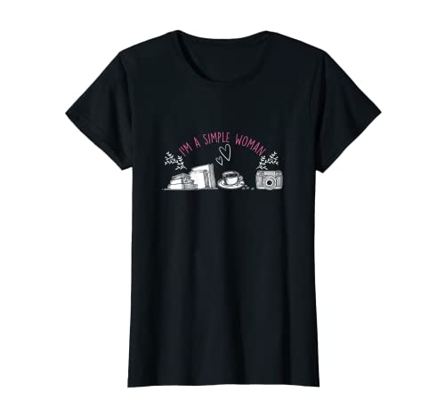 Damen Bücher Buch Kaffee Fotografin Kamera Fotografieren Geschenk T-Shirt von Leseratte Lesen Bild Foto Spiegelreflex Objektiv