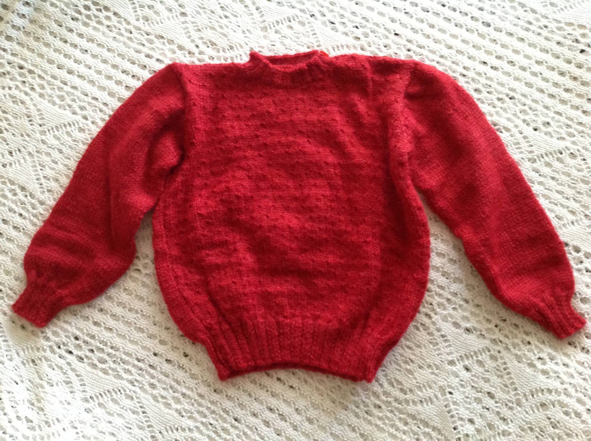 Baby Pullover Aus Vintage Wolle 12/18 Monate Rot Stricken von Lesfeuxantiques