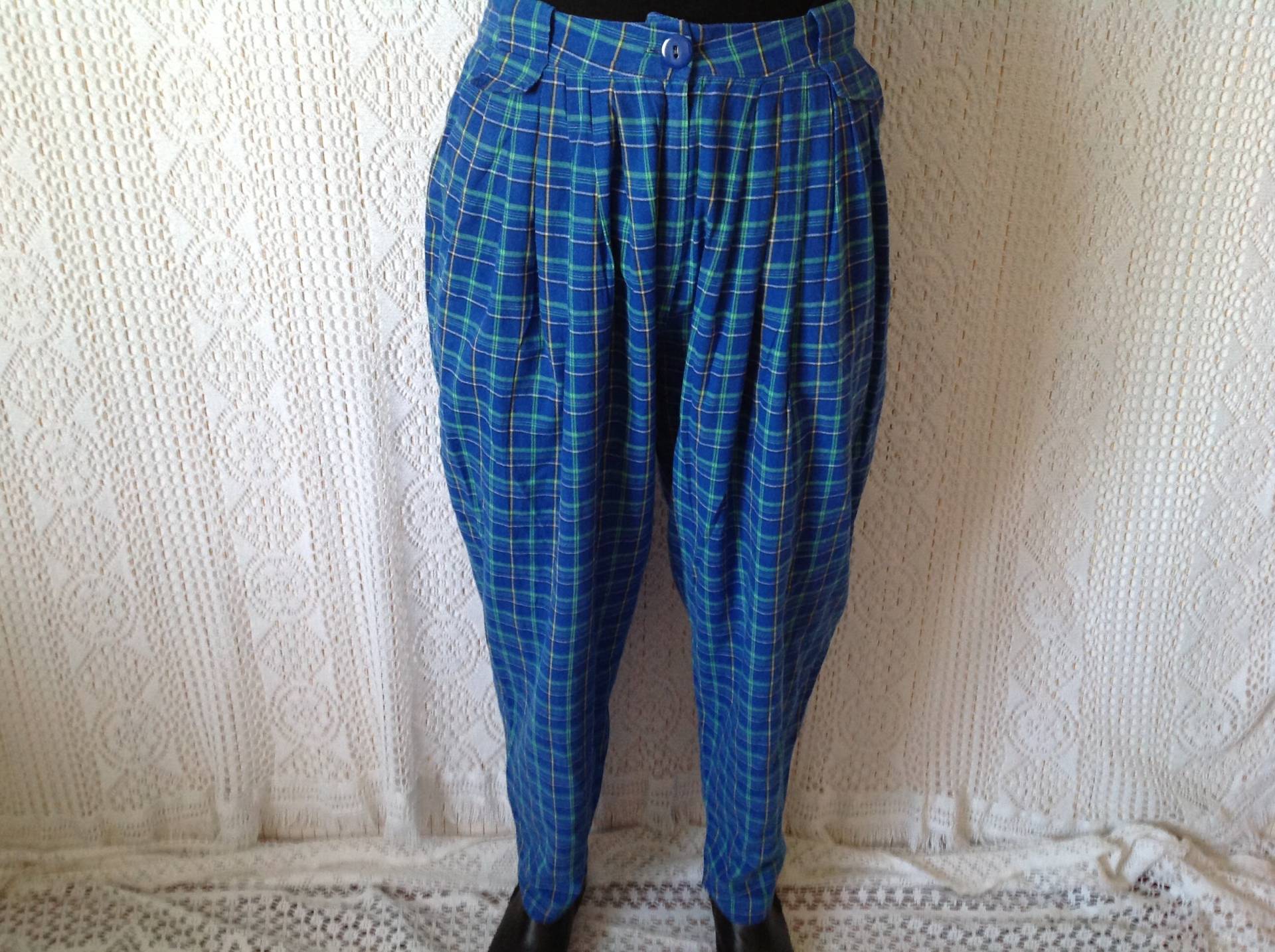 Vintage Karierte Hose Größe 38 Damen Clip Hohe Taille Vintage Karierte Hose Größe 38 Damen Clip Hohe Taille von Lesfeuxantiques