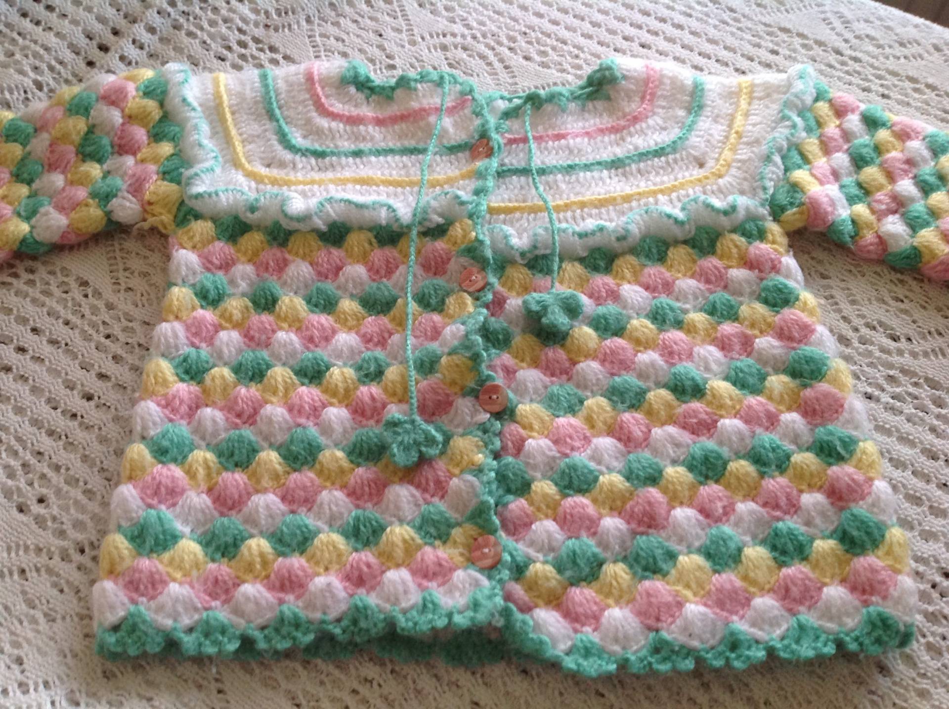 Weste Pullover Kind Baby in Vintage Wolle 18/36 Monate Mehrfarbige von Lesfeuxantiques
