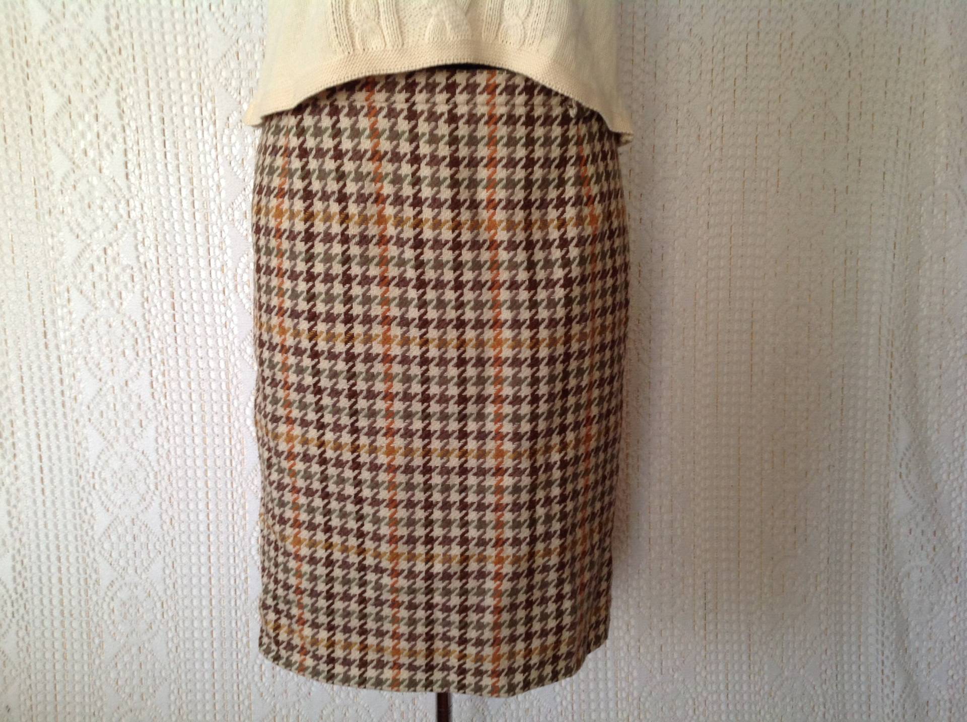 Wollrock Frau Vintage Größe 40/42 Rock Paul Mausner Karierter Streifenrock von Lesfeuxantiques