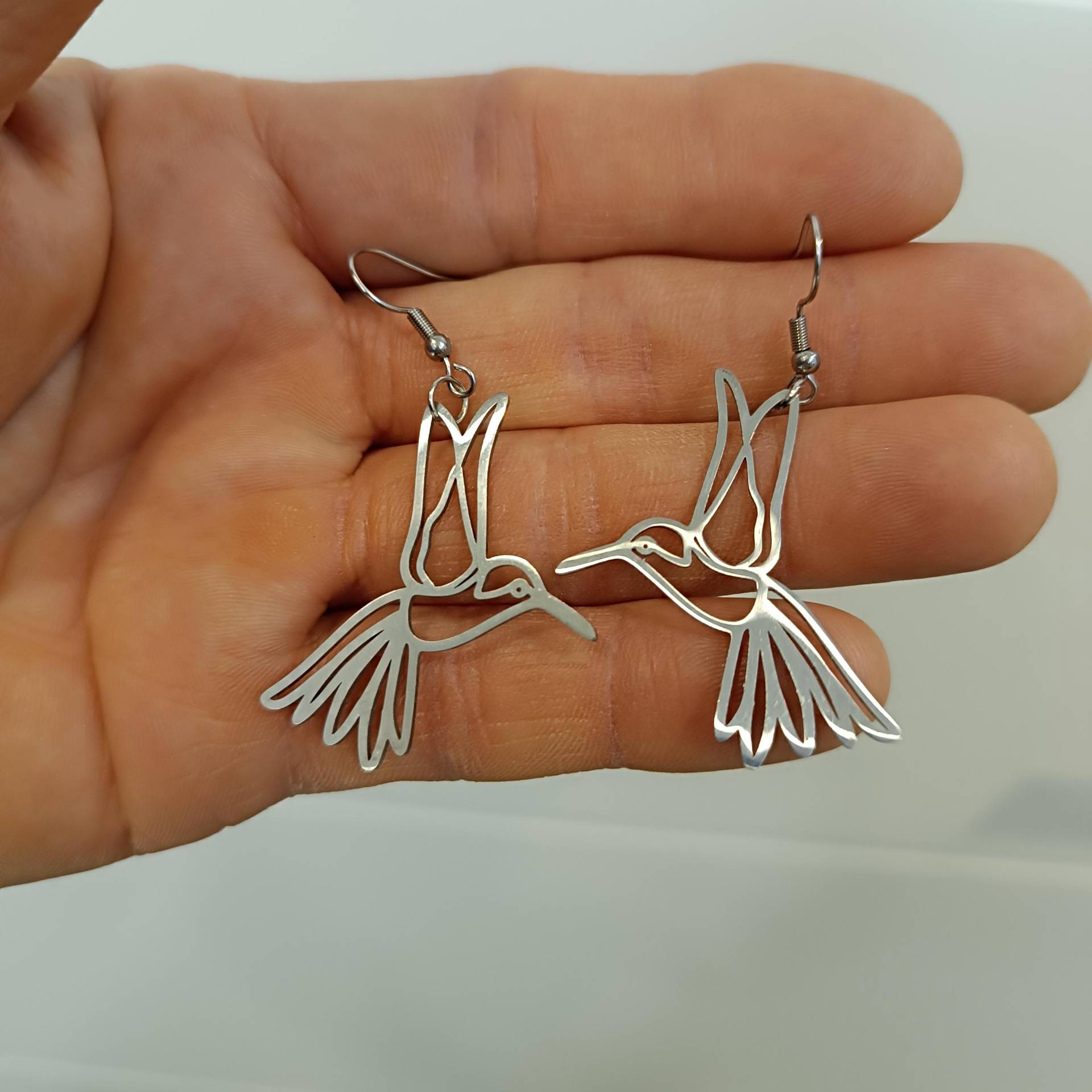 Kolibri, Filigrane Edelstahl Ohrringe, Leicht, Ornament, Geschenkbox von Lesinja