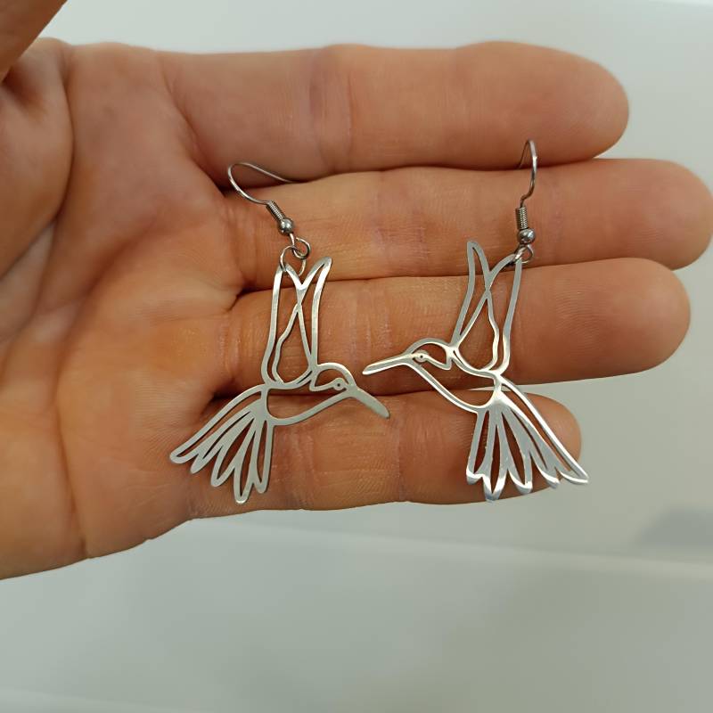 Kolibri, Filigrane Edelstahl Ohrringe, Leicht, Ornament, Geschenkbox von Lesinja