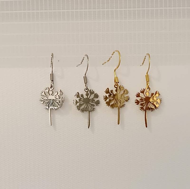 Pusteblumen Filigrane Edelstahl Ohrringe, Hängend, Leicht, Ornament, Geschenkbox von Lesinja