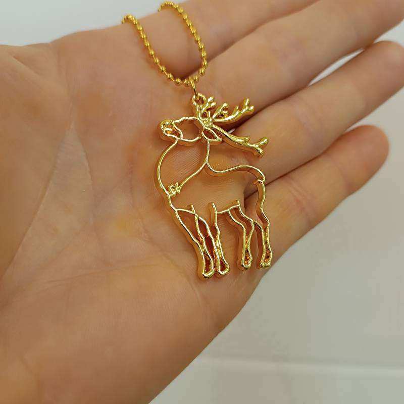 Reh Halskette, Dünn Ramen Anhänger, in Gold von Lesinja