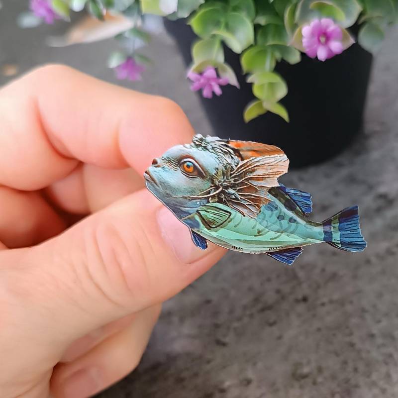 Fisch Monster Brosche Anstecker Pin Vintage Acryl Lasercut Fisch Monster Brosche Anstecker Pin Vintage Acryl Lasercut von LesinjaLaden