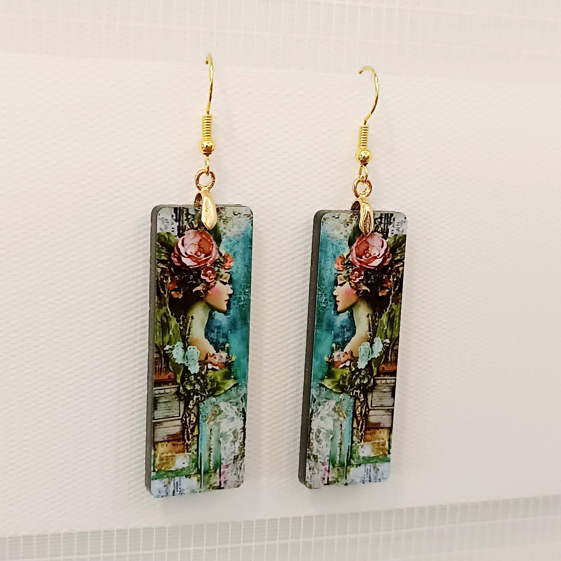 Frau, Antik, Acryl Ohrringe, Hängeohrringe Vintage von LesinjaLaden