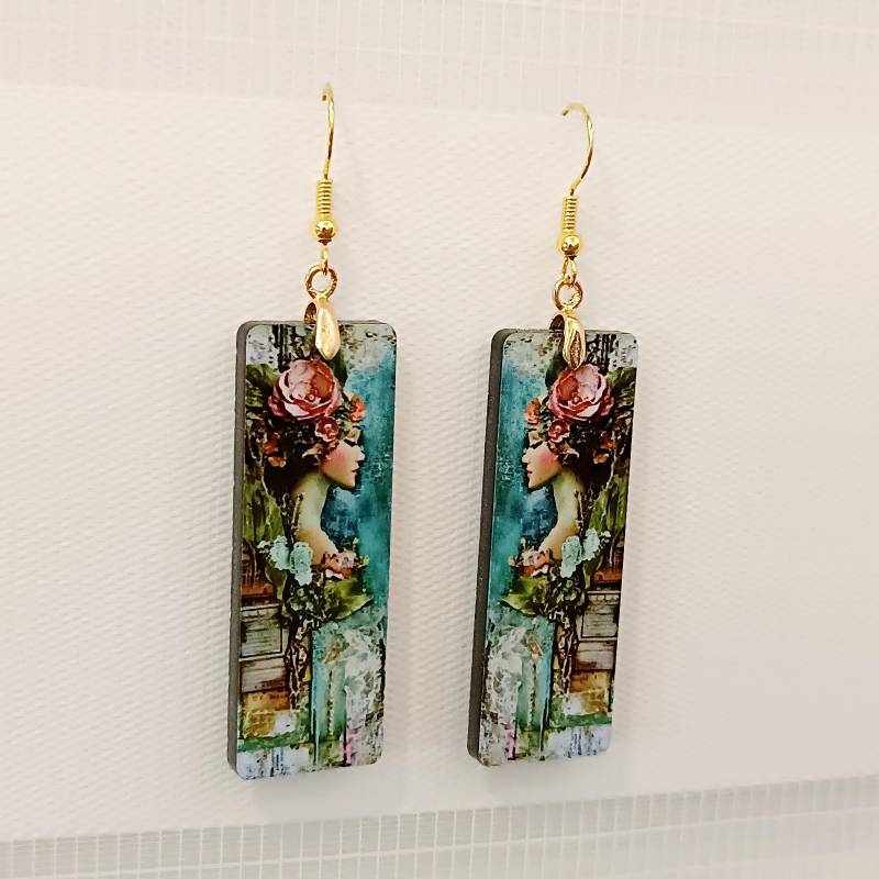 Frau, Antik, Acryl Ohrringe, Hängeohrringe Vintage von LesinjaLaden