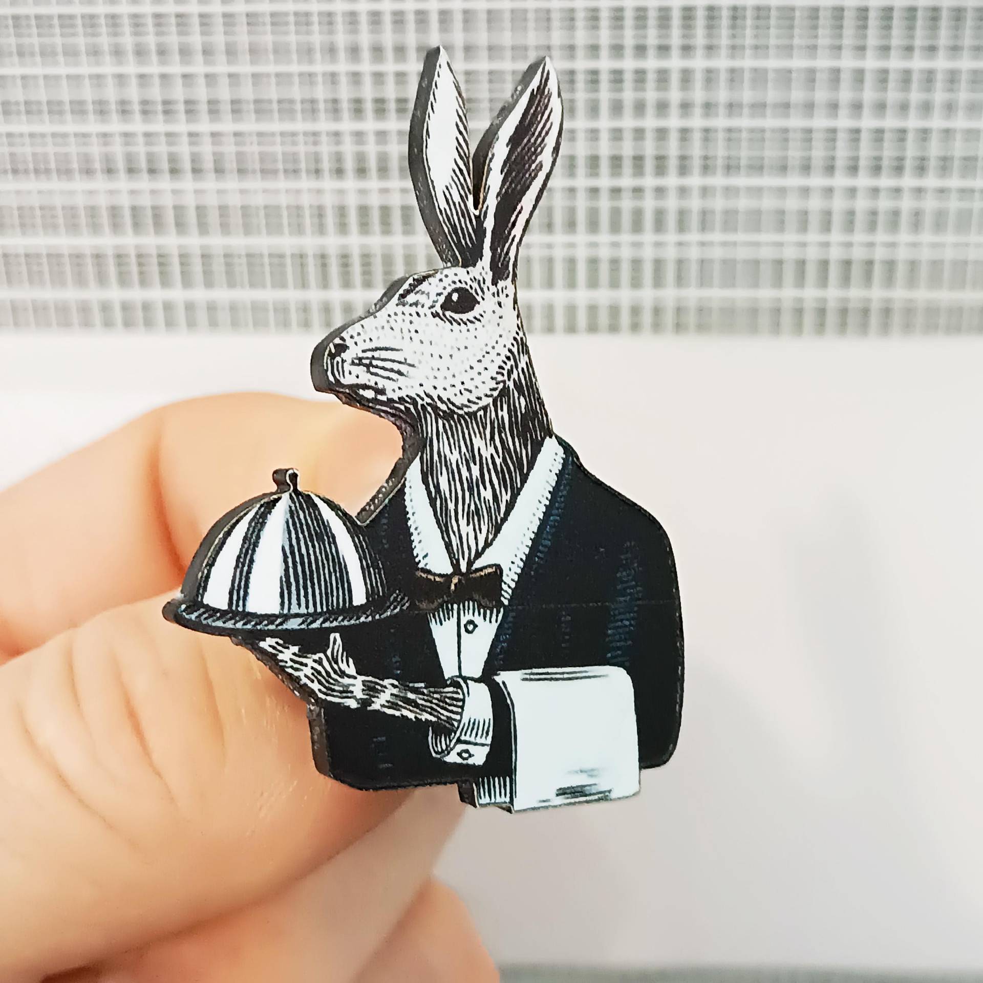 Kaninchen, Hase, Acryl Brosche, Lasercut, Anstecker Pin Vintage von LesinjaLaden