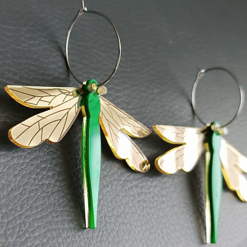 Libelle Ohrringe Ohrstecker Laser-Cut Acrylglas von LesinjaLaden