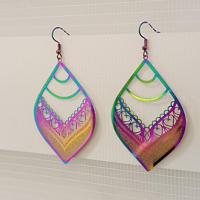 Regenbogen Bunte Filigrane Ohrringe Hängend Leicht Ornament, Boho Regenbogen Bunte Filigrane Ohrringe Hängend Leicht Ornament, Boho von LesinjaLaden