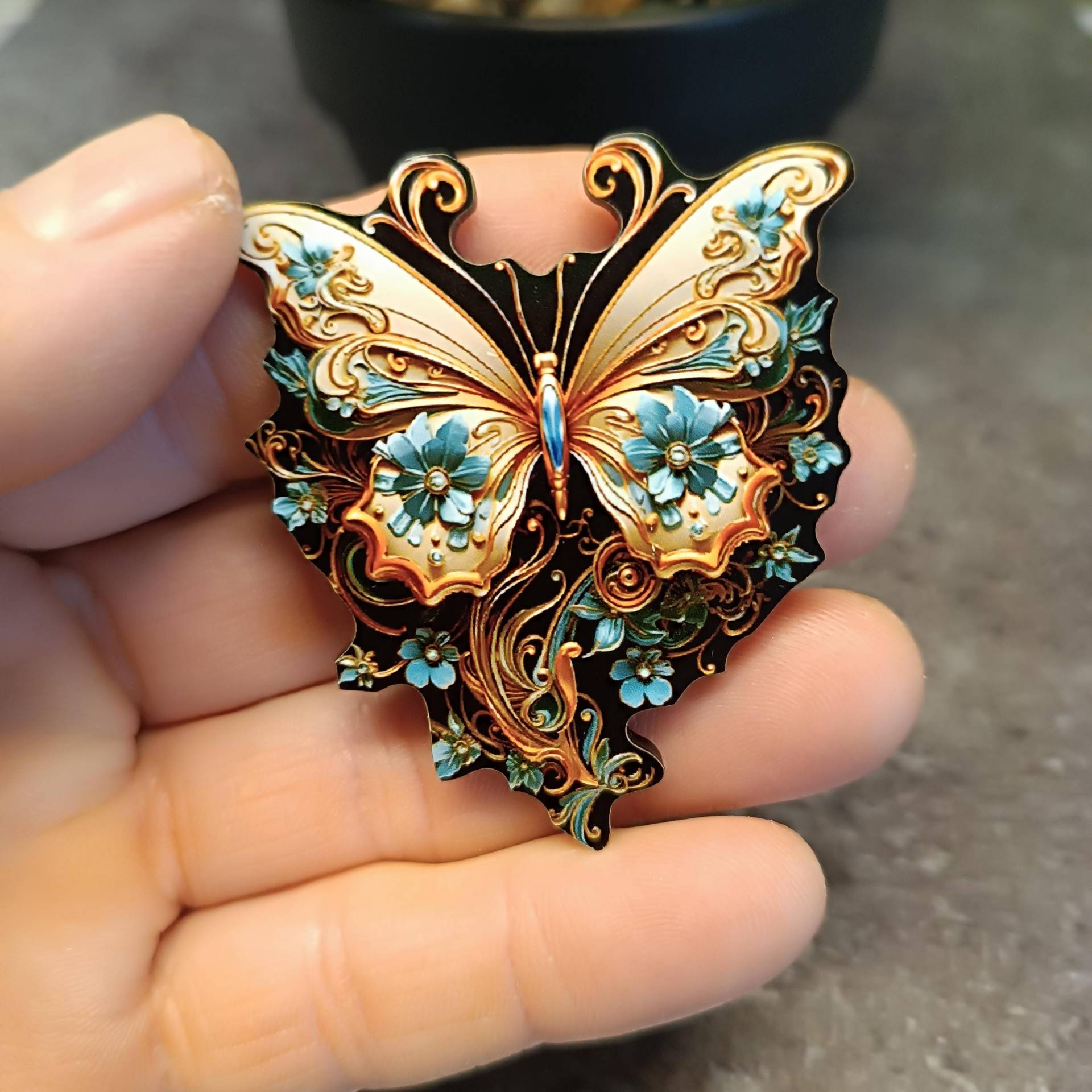 Schmetterling Brosche Anstecker Pin Vintage Acryl Lasercut von LesinjaLaden