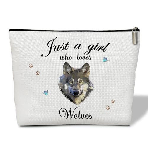 Wölfe Make-up-Tasche für Frauen, Wolfs-Geschenke für Tierliebhaber, Reißverschluss-Tasche, Wolfszeug, Reise-Kulturbeutel, wer Wölfe liebt, Geldbörse, Geschenk für Mutter, Tochter, BFF, Schwester, von Lesixur