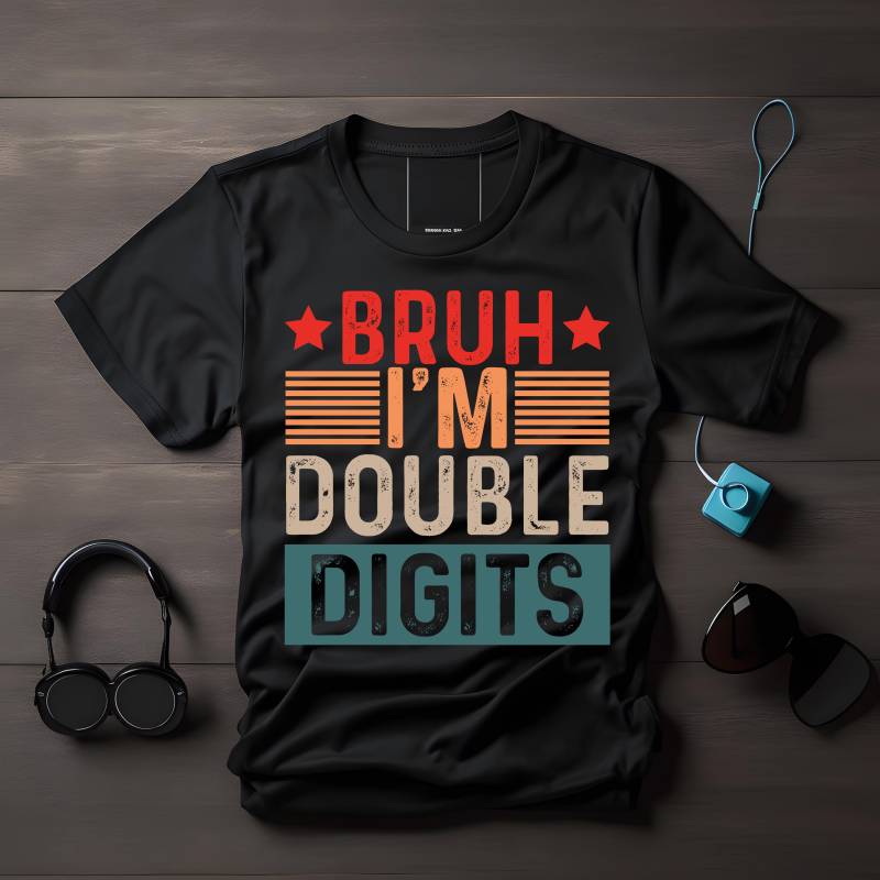 10. Geburtstag T-Shirt | Bruh I'm Double Digits Design Lustiges Kinder Shirt Geschenk Für 10-Jährige Geburtstagsgeschenkidee von LesleysPrintFrenzy