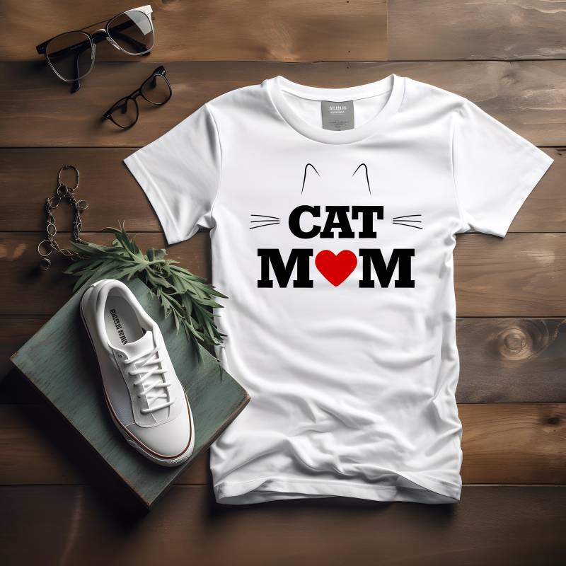 Cat Mom Shirt, Katzenliebhaber Geschenk, Herz Design, Kawaii Katzen T-Shirt, Tierliebhaber Shirt von LesleysPrintFrenzy