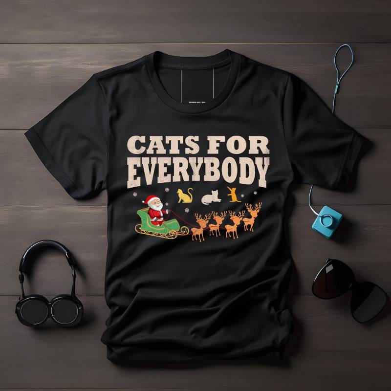 Christmas Santa, Lustiges Weihnachts-T-Shirt, Santa Auf Schlitten Verteilt Katzen, Geschenk Für Katzenliebhaber, Humorvolles Weihnachtsshirt von LesleysPrintFrenzy