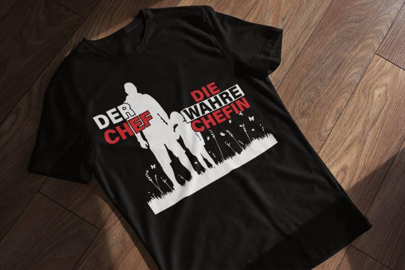 Der Chef Die Wahre Chefin T-Shirt - Vater Tochter Partnerlook Lustiges Papa Shirt Matching Familien Shirts Geschenkidee von LesleysPrintFrenzy