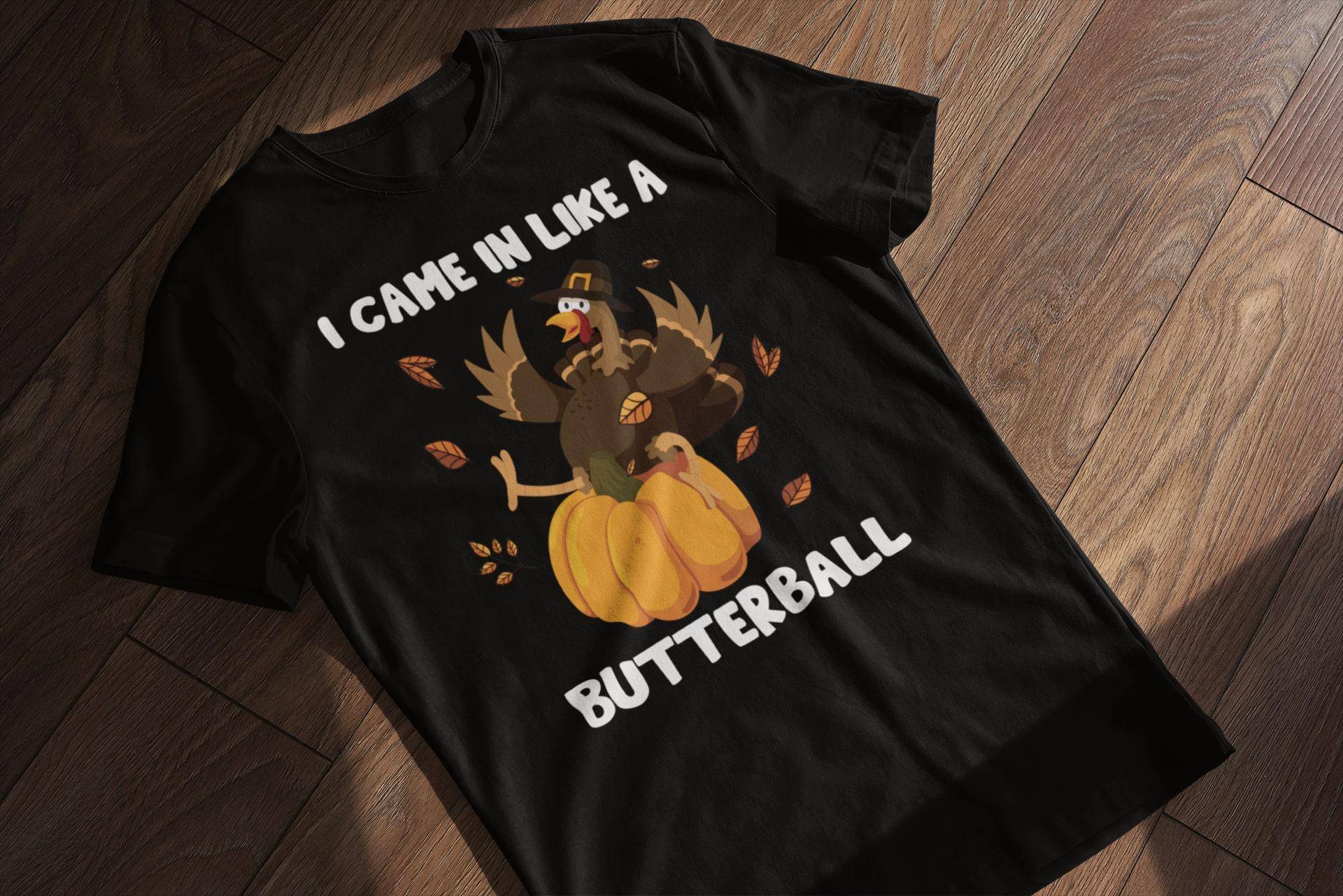 I Came in Like A Butterball T-Shirt - Truthahn Auf Schwingendem Kürbis Parodie Lustiges Thanksgiving Meme Wrecking Ball Humor Shirt von LesleysPrintFrenzy